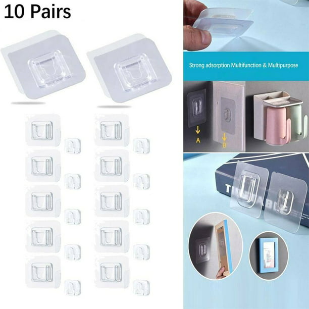 10Pcs  Double-sided Adhesive Wall Door Hooks For Home Life Hangging Accessory 